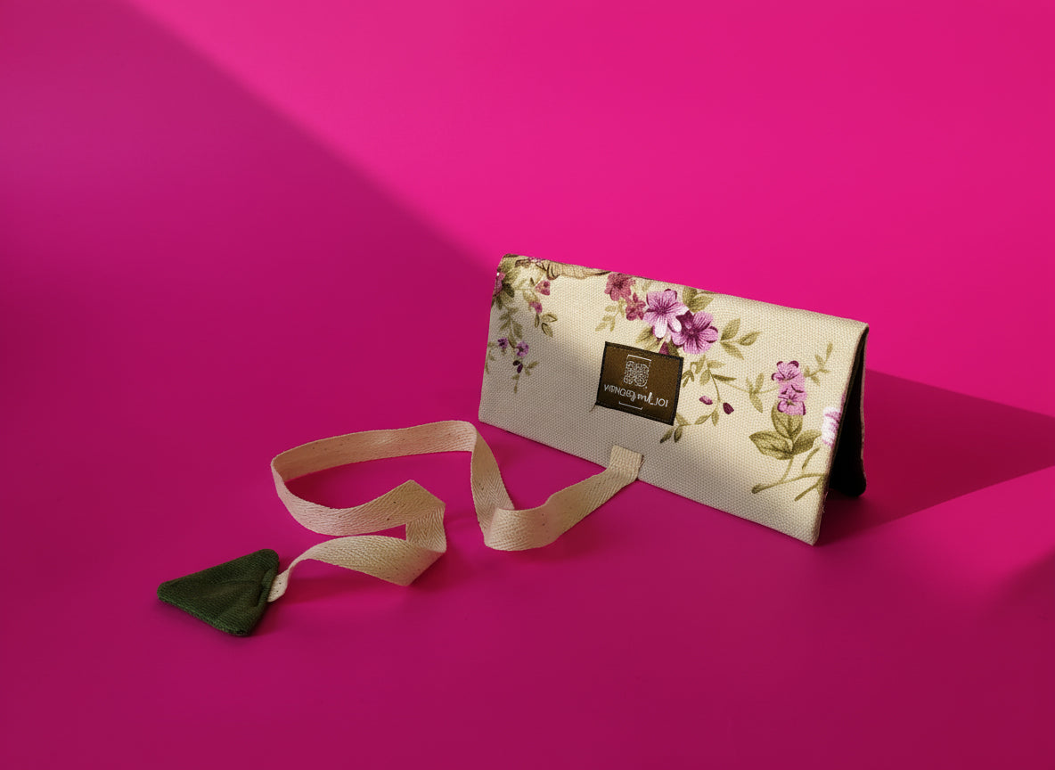 Upcycled multipurpose floral pattern devil tail pouch