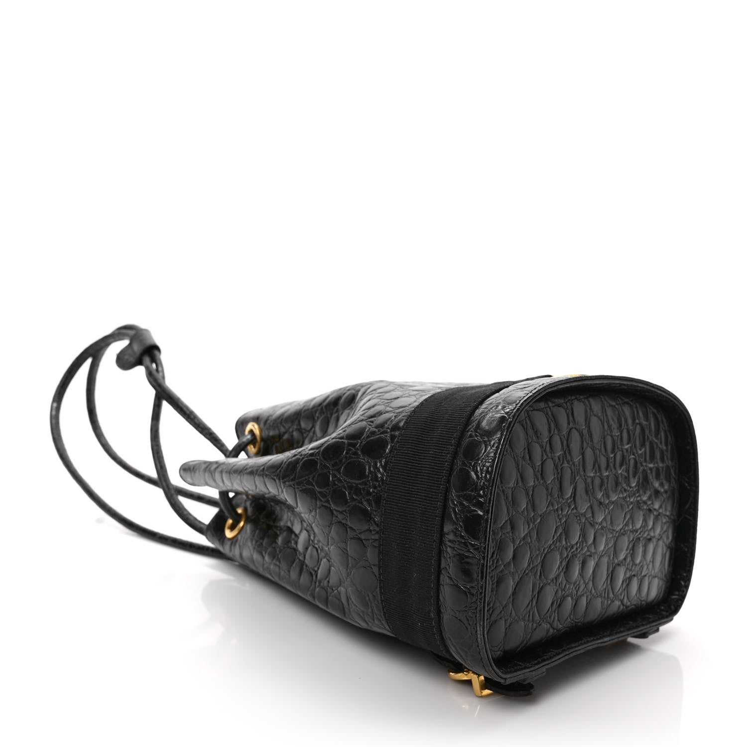 Salvatore Ferragamo Calfskin Crocodile Bucket Bag