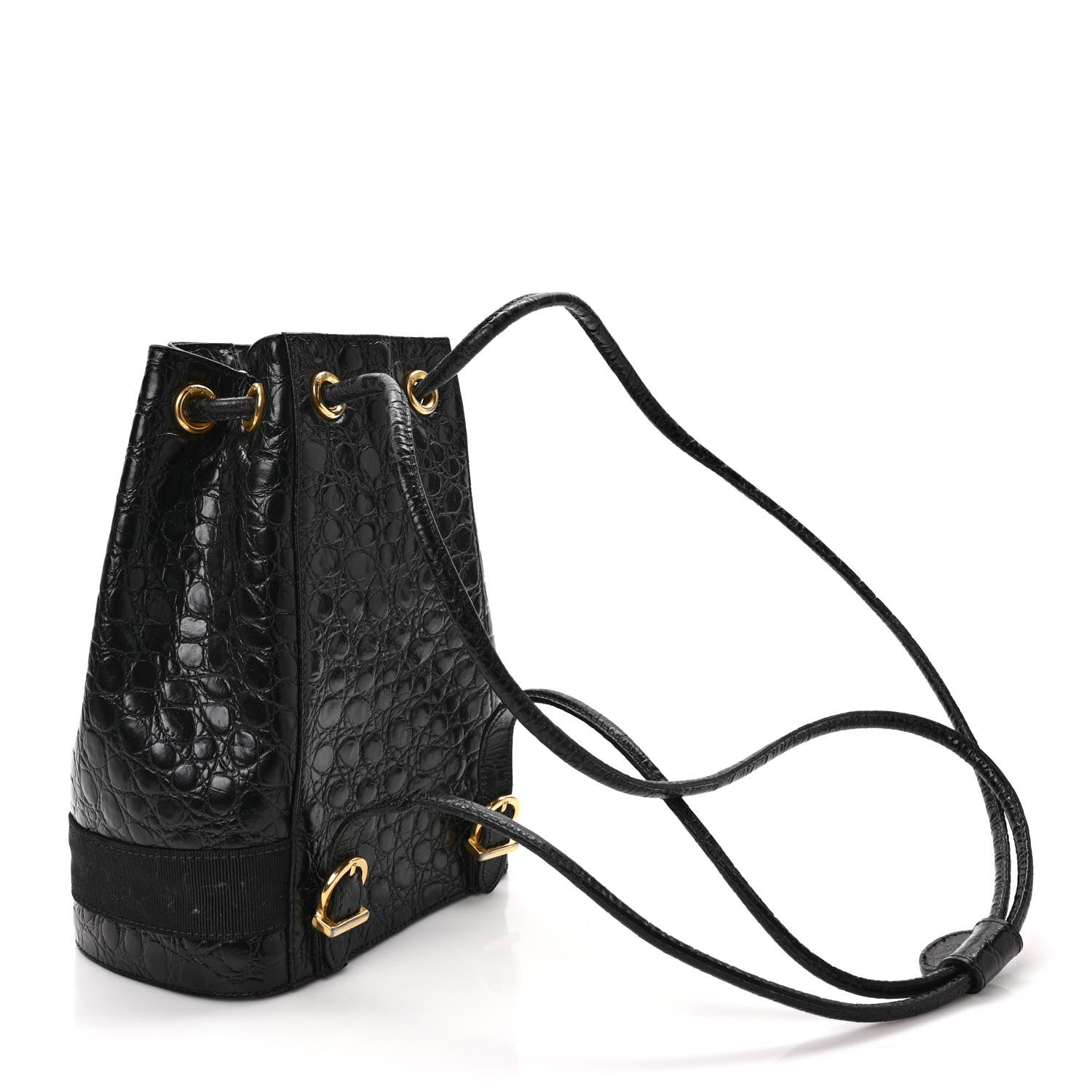 Salvatore Ferragamo Calfskin Crocodile Bucket Bag