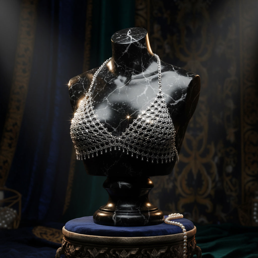 Silver unique vintage handmade bra