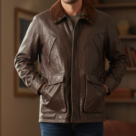 Brown leather jacket