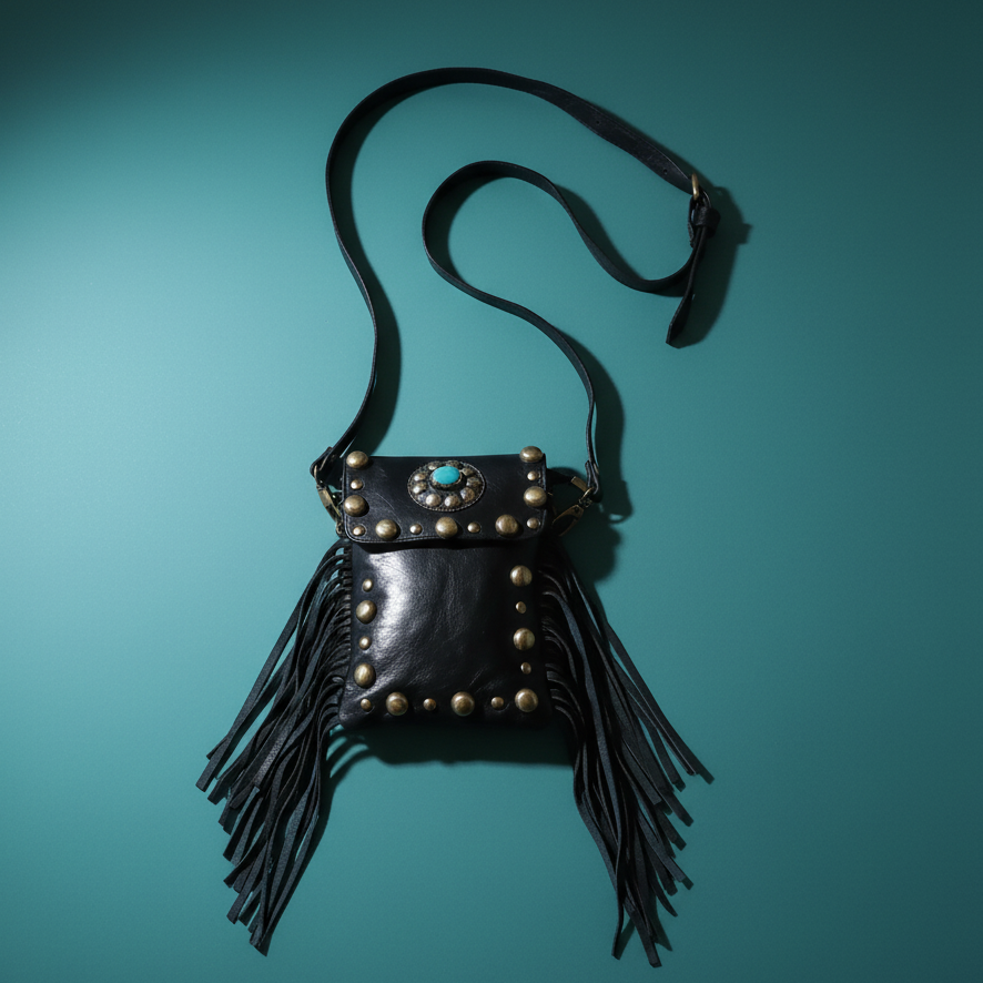 Leather small clutch with handles