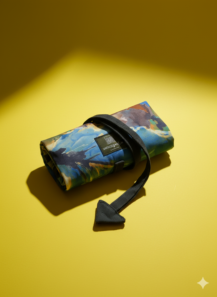 Upcycled multipurpose devil tail abstract colorful design pouch