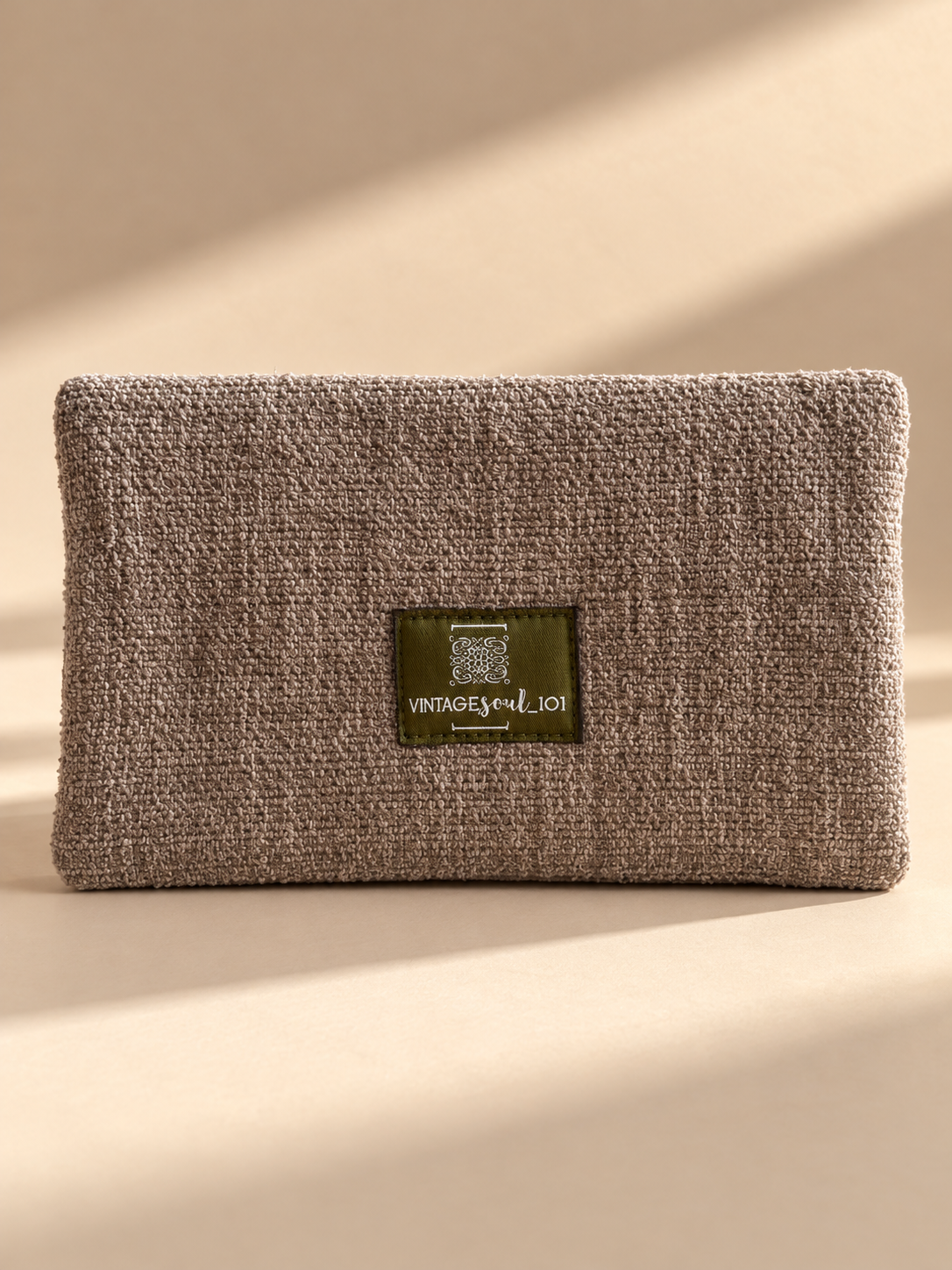 Textured taupe woven Linear Wallet with Vintagesoul 101 label