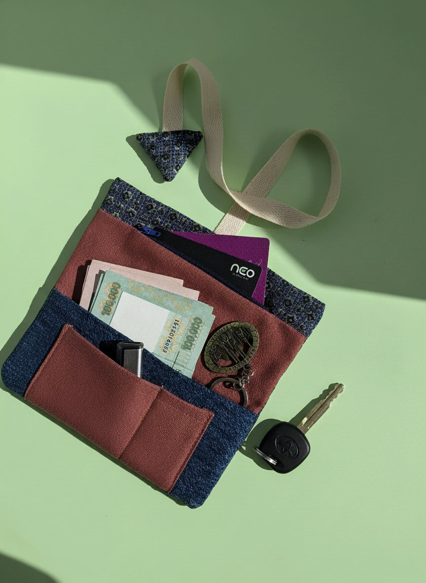 Upcycled multipurpose devil tail pouch
