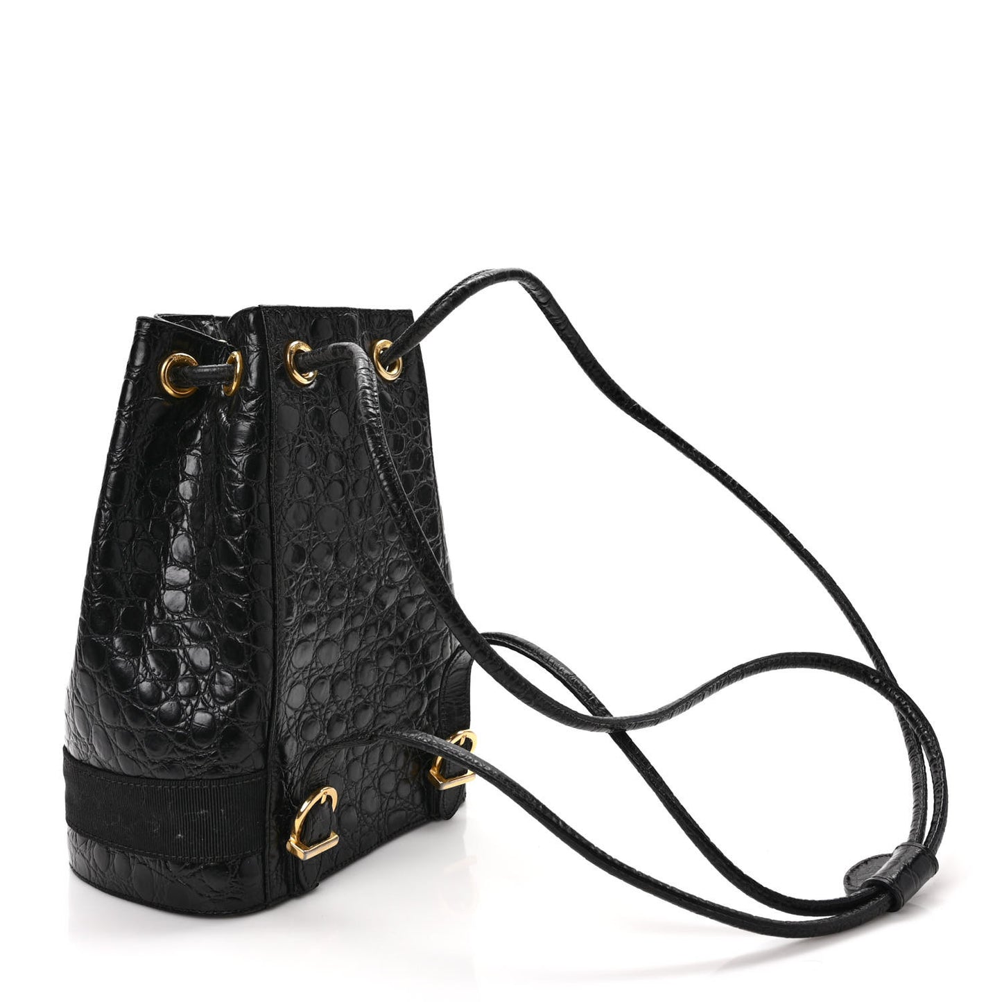 Salvatore Ferragamo Calfskin Crocodile Bucket Bag