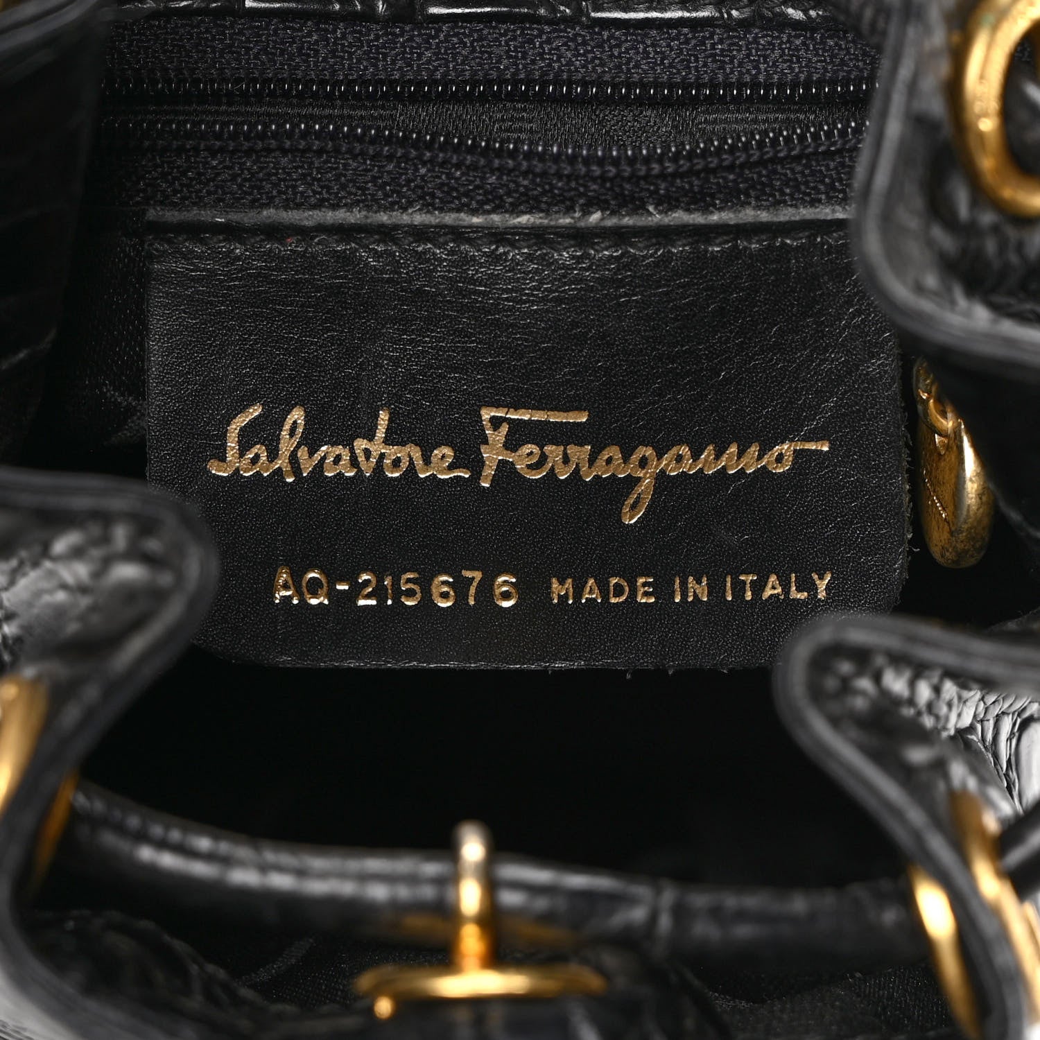 Salvatore Ferragamo Calfskin Crocodile Bucket Bag