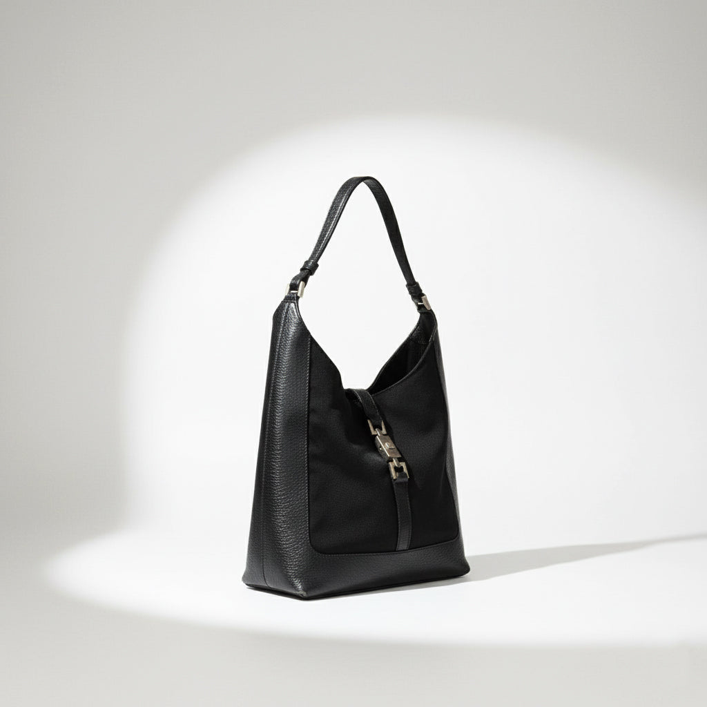 Vintage GUCCI Nylon Jackie Shoulder Bag Black