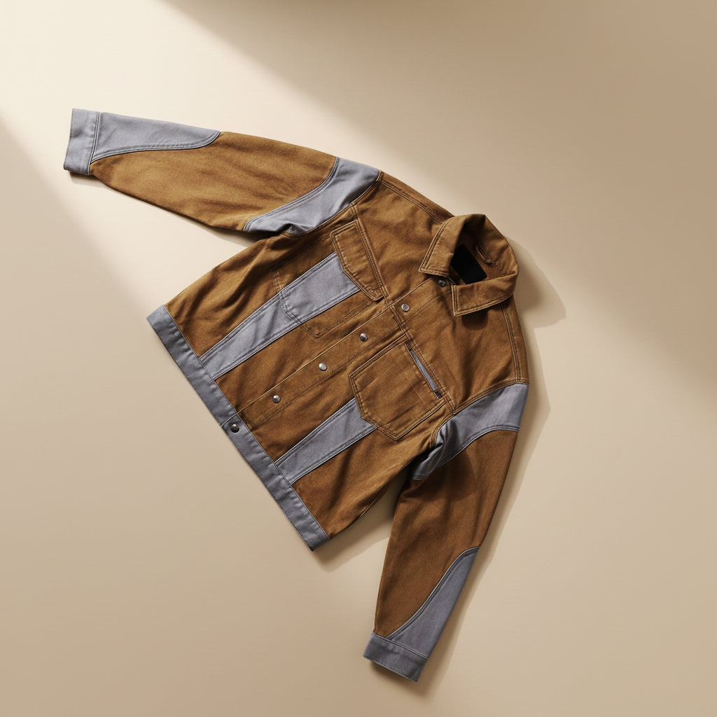 Denim camel and grey oversized jacket