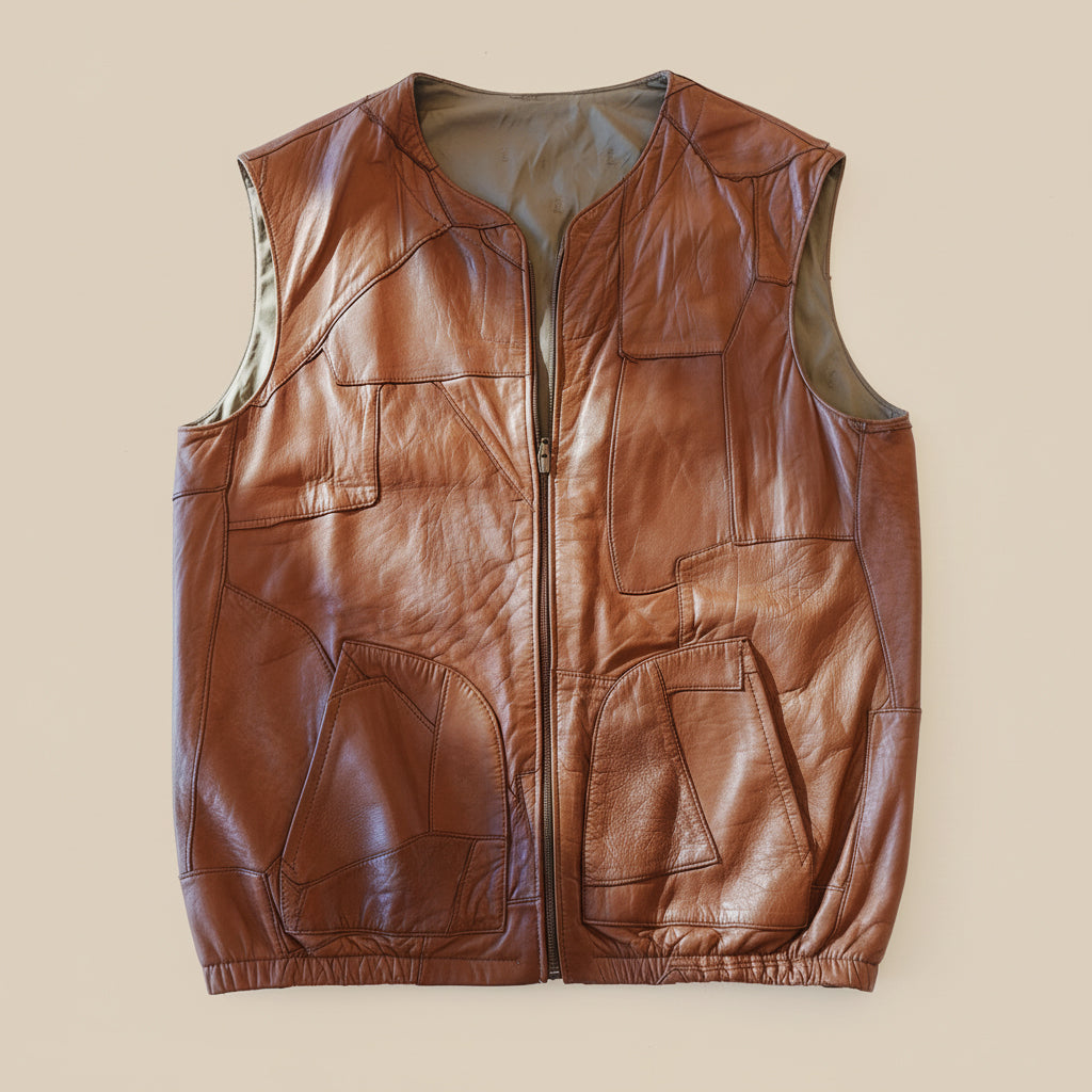 Leather camel vest