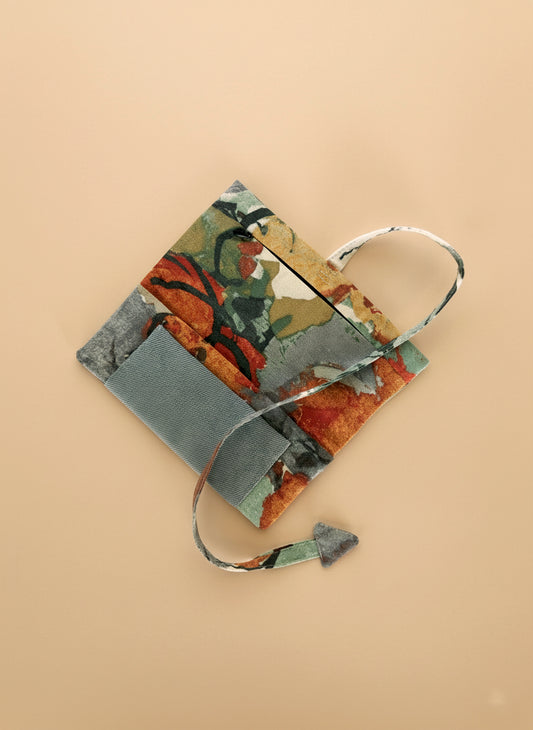 Upcycled multipurpose floral cotton devil tail pouch