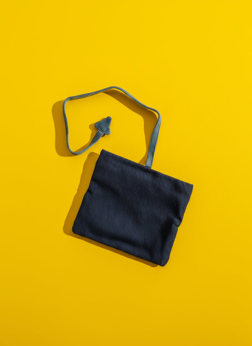 Upcycled multipurpose devil tail denim navy blue pouch