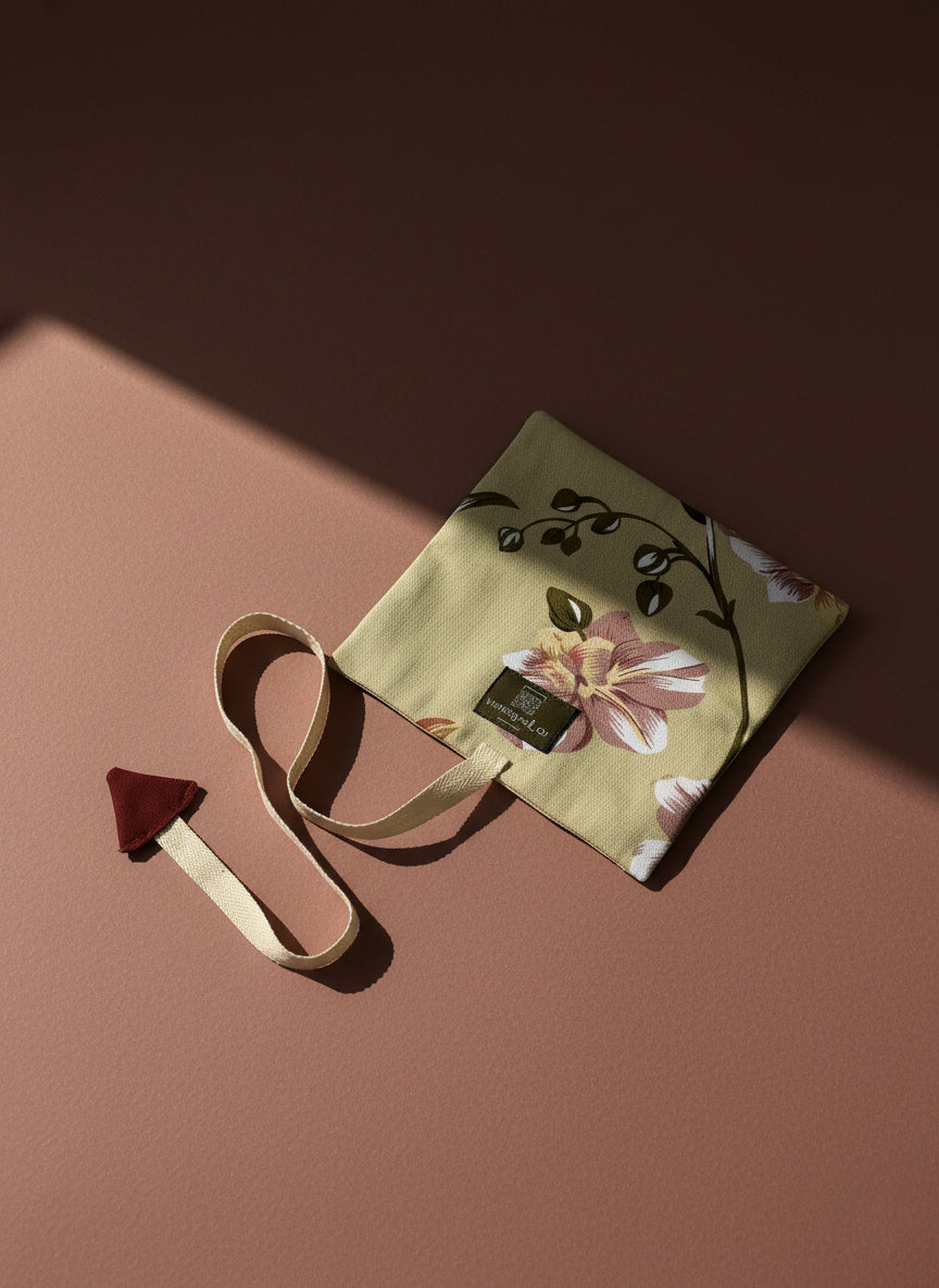 Upcycled multipurpose floral pattern devil tail pouch